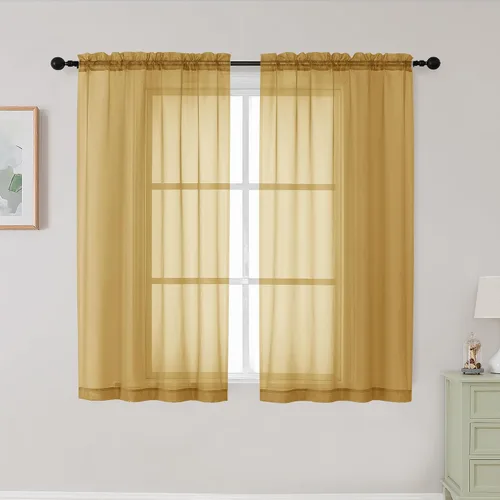 Vista 64 de 2 paneles de cortinas traslúcidas blancas para dormitorio, sala de estar, 96 pulgadas de largo, modernas, suaves, ligeras, con bolsillo para barra