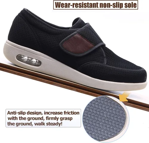 Vista 4 de W&LESVAGO Zapatos anchos ajustables para hombre con edema diabético con plantilla de espuma viscoelástica, amortiguación de aire, zapatos ligeros