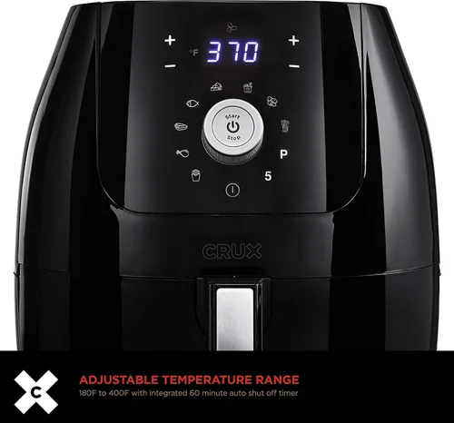 Vista 11 de CRUX Freidora de aire digital de 6 cuartos de galón con sartén antiadherente extraíble apta para lavavajillas y bandeja para crujir, temporizador