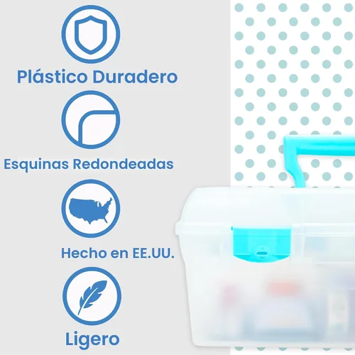 Vista 3 de ArtBin 6937AG Essentials contenedor con bandeja extraíble, organizador portátil de arte y manualidades con asa y bandeja, transparente/aguamarina