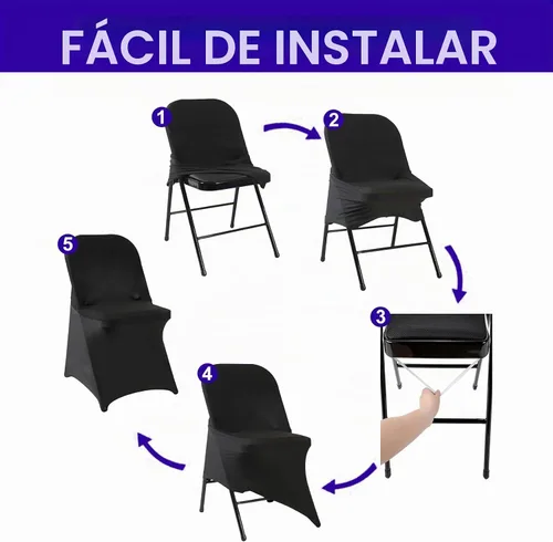 Vista 5 de Fundas plegables para sillas de fiesta, 12 piezas, fundas universales de elastano ajustables para bodas, banquetes, conferencias