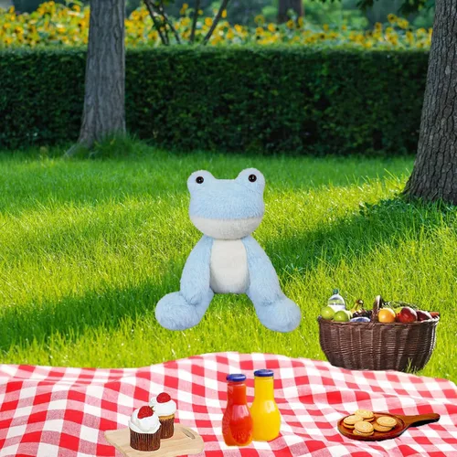Vista 7 de Animal de peluche de rana azul claro, lindo juguete de rana peluda, suave juguete de peluche para niños y niñas, regalos para niños o novia, 8.5