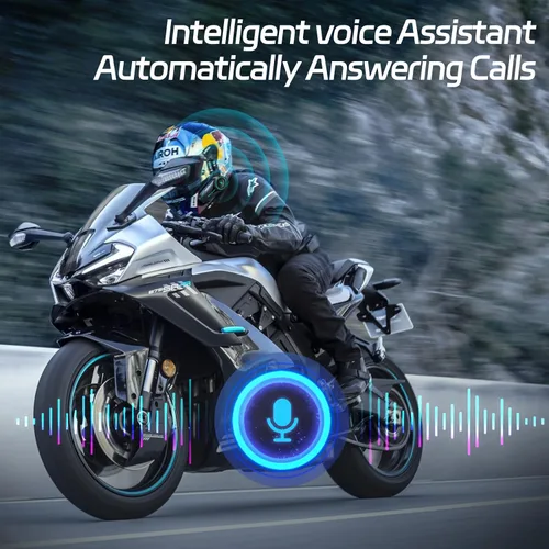Vista 5 de Casco de motocicleta Bluetooth con altavoz para casco de exterior, con cancelación de ruido, auriculares inalámbricos Bluetooth ultrafinos