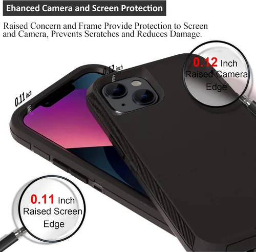Vista 3 de Compatible con iPhone 13 de 6.1 pulgadas, con protectores de pantalla, resistente, rugosa, a prueba de golpes, protección completa, funda