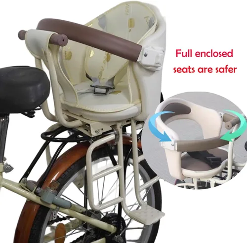 Vista 4 de Asiento de bicicleta para niños, asiento trasero de bicicleta de bebé, asiento trasero para niños, soporte de seguridad para bicicleta de adulto
