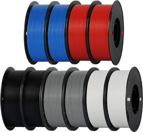 Vista 45 de Kingroon PLA - Filamento para impresora 3D, 10 carretes, precisión dimensional de +/- 0.02 mm, carrete de 10 kg (22 libras), 1.75 mm, 5 negro + 5