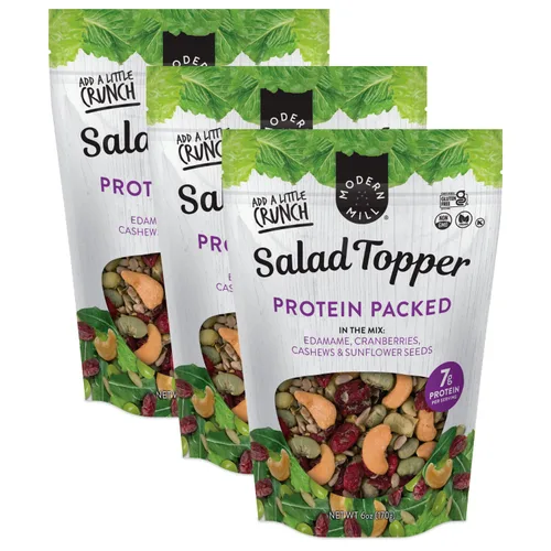 Vista 18 de Modern Mill Complemento para Ensalada Antioxidante de Gourmet Nut - Mezcla de Frutos Secos (Almendras), Arándanos Secos y Azucenas, Semillas