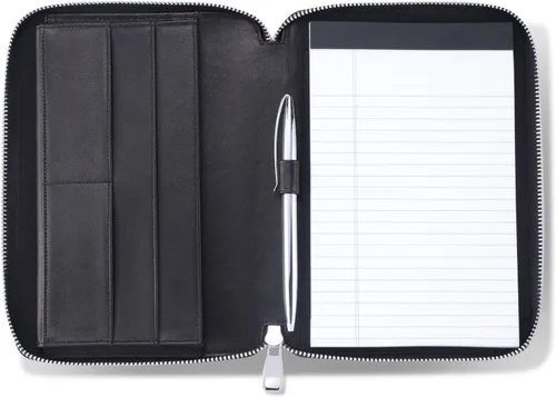 Vista 13 de Portafolios Junior de Cuero para Hombres y Mujeres con Presilla para Bolígrafo, Piel de Becerro Italiana, Carpeta Portafolio de Negocios