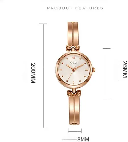 Vista 8 de Gosasa Reloj de pulsera de cuarzo para mujer, reloj elegante para mujer, impermeable, correa de acero inoxidable, reloj de lujo para mujer