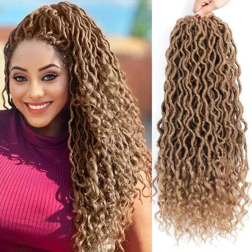 Vista 8 de Cabello Corto de Locs Falsos para Crochet Pre-Enrollado 12 Pulgadas 6 Paquetes Cabello de Locs de Diosa para Crochet Locs Falsos Suaves con Puntas