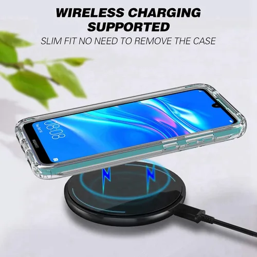 Vista 6 de Funda transparente compatible con Y7 2019/Y7 Prime 2019, Dub-LX1 con protector de pantalla de vidrio templado, bonito protector de cristal a prueba