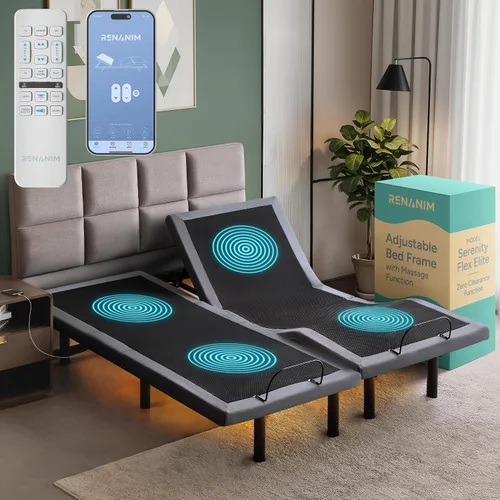 Vista 15 de SFE - Base de cama ajustable y colchón individual XL, espuma viscoelástica de gel de 14 pulgadas, cero holgura, masaje eléctrico, control remoto