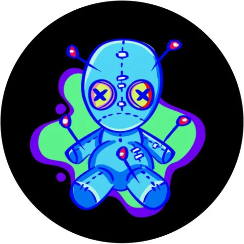 Vista 3 de Voodoo Doll Rave EDM Festival Techno House Trippy Synthwave PopSockets agarre y soporte para teléfonos y tabletas, Negro