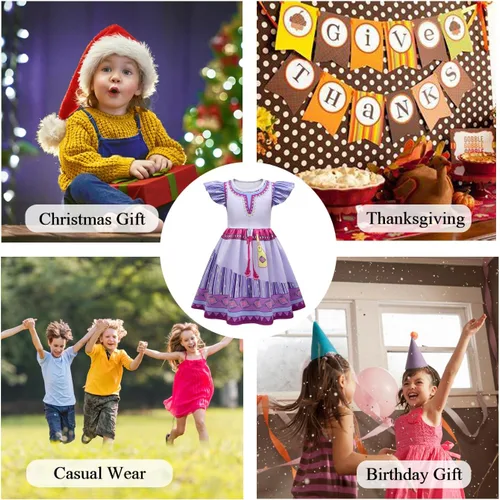 Vista 7 de Wish Asha - Disfraz de cosplay para niñas con collar y aretes, 4-10 años