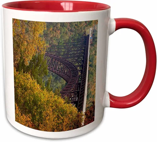 Vista 8 de 3dRose Danita Delimont – Puentes – WV New River Gorge Nacional Río Puente – us49 wbi0062 – Walter Bibikow – Tazas, Negro/Blanco