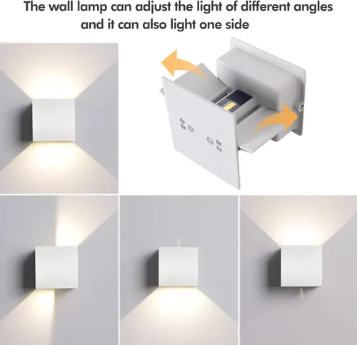 Vista 3 de Mille Lucciole Paquete de 2 lámparas de pared para exteriores de 12 W, para exteriores e interiores, apliques de pared LED blancos modernos, IP65