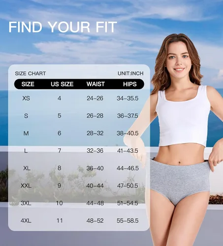Vista 5 de HAVVIS Bragas Ropa Interior de Mujer de Algodón Cintura Alta Control Abdominal Panties Rosa Jacquard para Damas Multipack