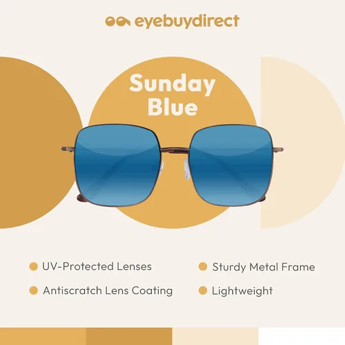 Vista 2 de EYEBUYDIRECT Oversized Sunglasses, Metal Sunglasses for Women and Men with Scratch-Resistant Lens Coating and UV Protection