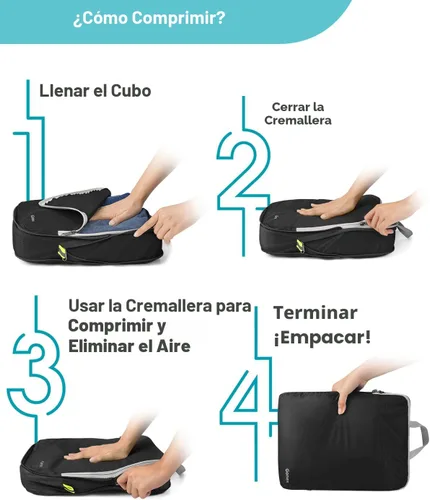 Vista 7 de Gonex Cubitos de embalaje de compresión, organizadores de viaje expandibles 10-negro