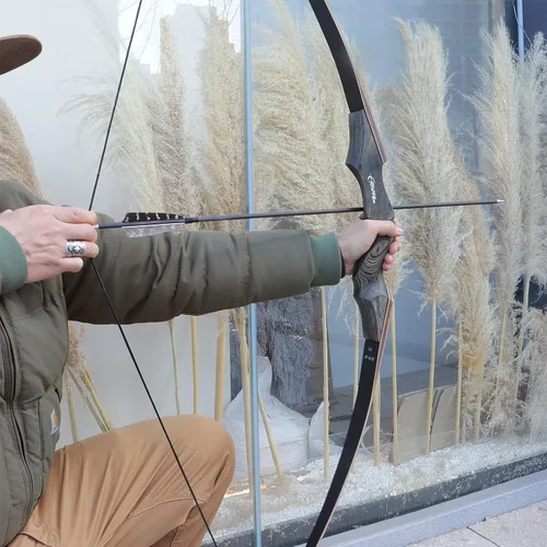 Vista 7 de Black Hunter - Arco de madera de caza con arco largo americano para adultos, mano derecha, 60 pulgadas, práctica de objetivo de 30-60 libras