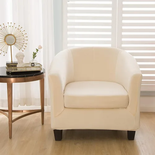 Vista 9 de Fundas de terciopelo para silla de bañera de 2 piezas con funda de cojín, fundas de alta elasticidad para sillón de club, funda protectora