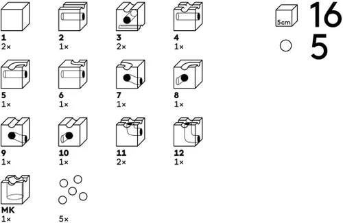 Vista 4 de Cuboro Juego estándar de 16 Marble Run - El pequeño juego de iniciación