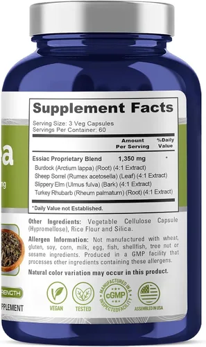 Vista 2 de NusaPure - Té Essiac, vegetariano, 1350 mg, 180 cápsulas vegetarianas - 60 porciones