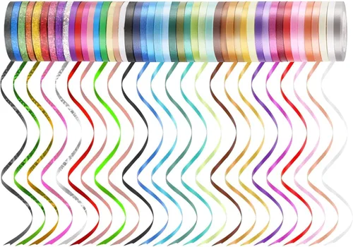 Vista 7 de 48 rollos de cintas de 0.197 in y 11 yardas para globos rizadores, cintas de envoltura de regalos para manualidades, arcos, bodas, fiestas