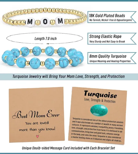 Vista 4 de USANGERS Juego de pulseras con cuentas para mujeres, adolescentes, niñas, regalos únicos para su madre, hija, hermana, amiga, esposa, abuela