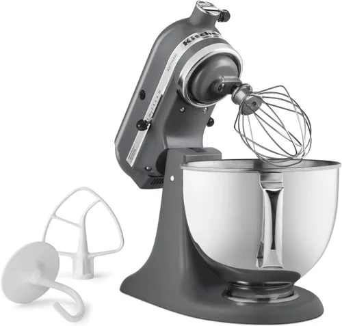 Vista 29 de KitchenAid KSM150PSCV Artisan Series Batidora de pie de 5 cuartos con escudo vertedor - Caviar