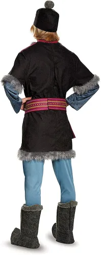 Vista 2 de Disfraz de Kristoff para adultos disfraz de personajes de Disney Frozen para hombre túnica con sombrero cinturón y pantalones y fundas para botas