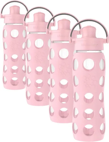 Vista 9 de Lifefactory Botella de agua de vidrio de 16 onzas con tapa abatible activa y funda protectora de silicona, melón Funda protectora de silicona