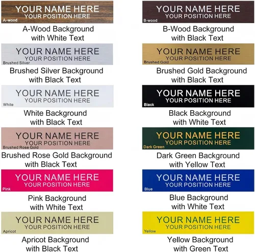 Vista 2 de Placa de identificación personalizada grabada para oficina con soporte de pared o escritorio de 2 x 10 pulgadas