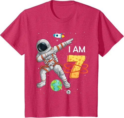 Vista 11 de Camiseta de cumpleaños para niños de 7 años de edad, astronauta Space 7th B-Day Negro