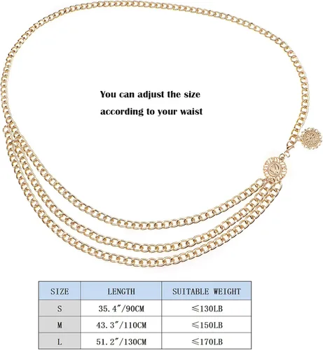 Vista 6 de Suyi Chain Belts for Women Waist Chain Belt Multilayer Body Belly Chain