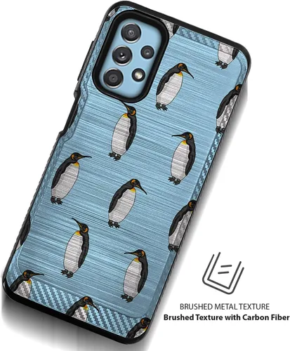 Vista 3 de CasesOnDeck - Funda de doble capa compatible con Samsung Galaxy A32 5G y A32 [armadura cepillada] Carcasa de dos piezas de metal cepillado