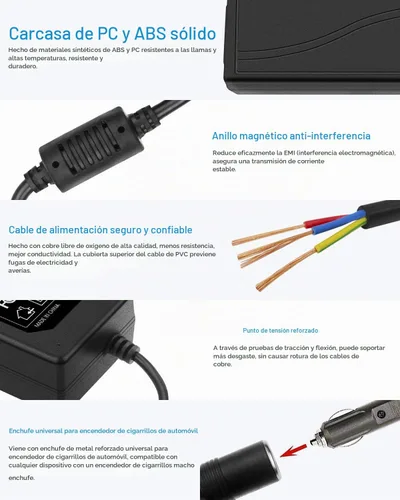 Vista 5 de ALITOVE Convertidor de CA a CC de 12 V, 5 A, 60 W, 110 V a 12 V, convertidor de encendedor de cigarrillos, adaptador a enchufe de pared, adaptador