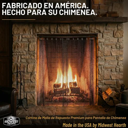 Vista 2 de Midwest Hearth Pantalla de Malla para Chimenea de 20 pulgadas de Alto (Fabricada en EE. UU.) Dos Paneles de 24 pulgadas de Ancho (Negro)