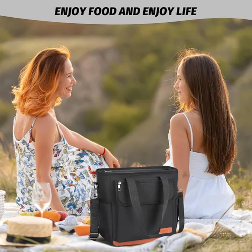 Vista 6 de Lonchera Bolsa de Almuerzo para Mujeres, Bolsa Térmica de Almuerzo a Prueba de Fugas para Mujeres, Bolsas Grandes de Almuerzo Tipo Tote para Adultos