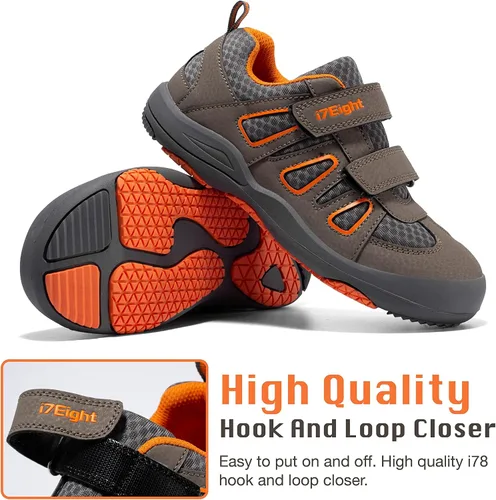 Vista 3 de i78 Zapatos deportivos de senderismo para niños y niños, transpirables, de piel sintética, antideslizantes, ligeros, para correr al aire libre