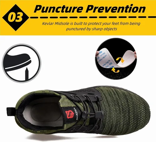 Vista 3 de SUADEX Zapatos de punta de acero para mujeres y hombres, zapatos de seguridad antideslizantes, transpirables, ligeros, a prueba de pinchazos