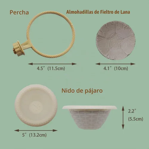 Vista 2 de FOIBURELY Nido de pájaro pinzón canario nido de loro con fieltro (blanco)