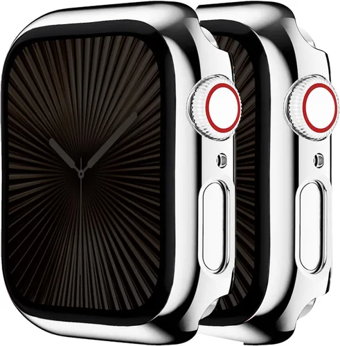 Vista 11 de Paquete de 2 fundas de vidrio templado de 1.77 pulgadas compatibles con Apple Watch Series 8 7 fundas protectoras de pantalla de vidrio templado