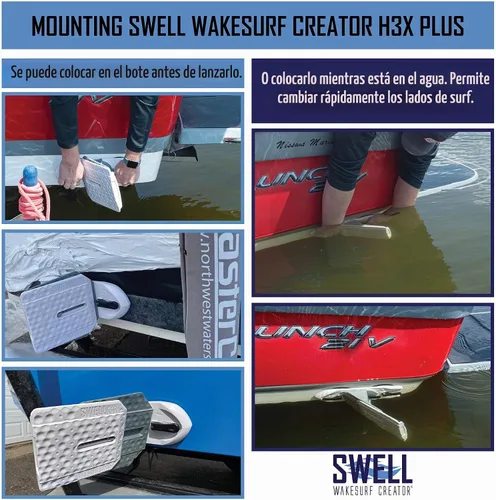 Vista 5 de SWELL Wakesurf Creator H3X Plus - El mejor moldeador de estela - Longitud extensible, giratorio con textura hidrodinámica