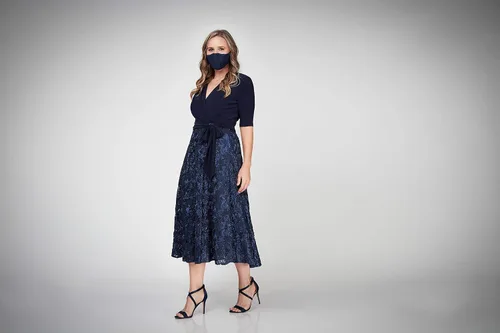 Vista 5 de Alex Evenings - Vestido con largo de té para mujer con detalle de roseta