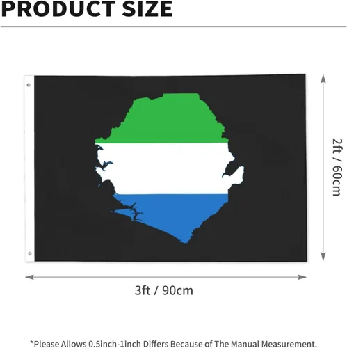 Vista 3 de Sierra Leone Flag Map Premium 2x3FT Flag - Durable and Vibrant Design for Indoor/Outdoor Use
