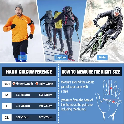 Vista 6 de Guantes cálidos de invierno para hombres y mujeres, guantes de pantalla táctil, para clima frío, resistentes al viento, guantes térmicos de nieve