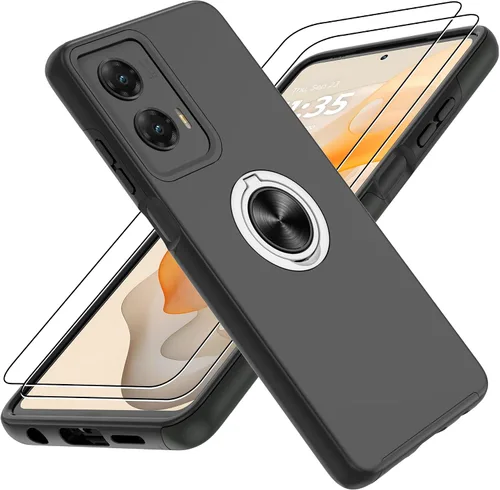 Vista 70 de Gritup - Funda para Galaxy A05S con protector de pantalla HD×2, funda protectora para teléfono a prueba de golpes con soporte magnético de anillo