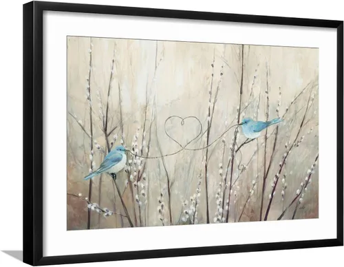 Vista 9 de ART.COM Lienzo enmarcado para pared, cuerda neutra de pájaros bonitos por Julia Purinton, decoración de animales, 18 x 12 pulgadas, marco negro