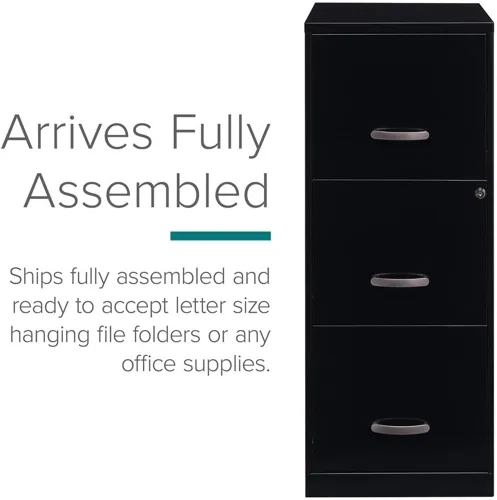 Vista 10 de Office Designs Cooper - Archivador de letras con 3 cajones, color negro